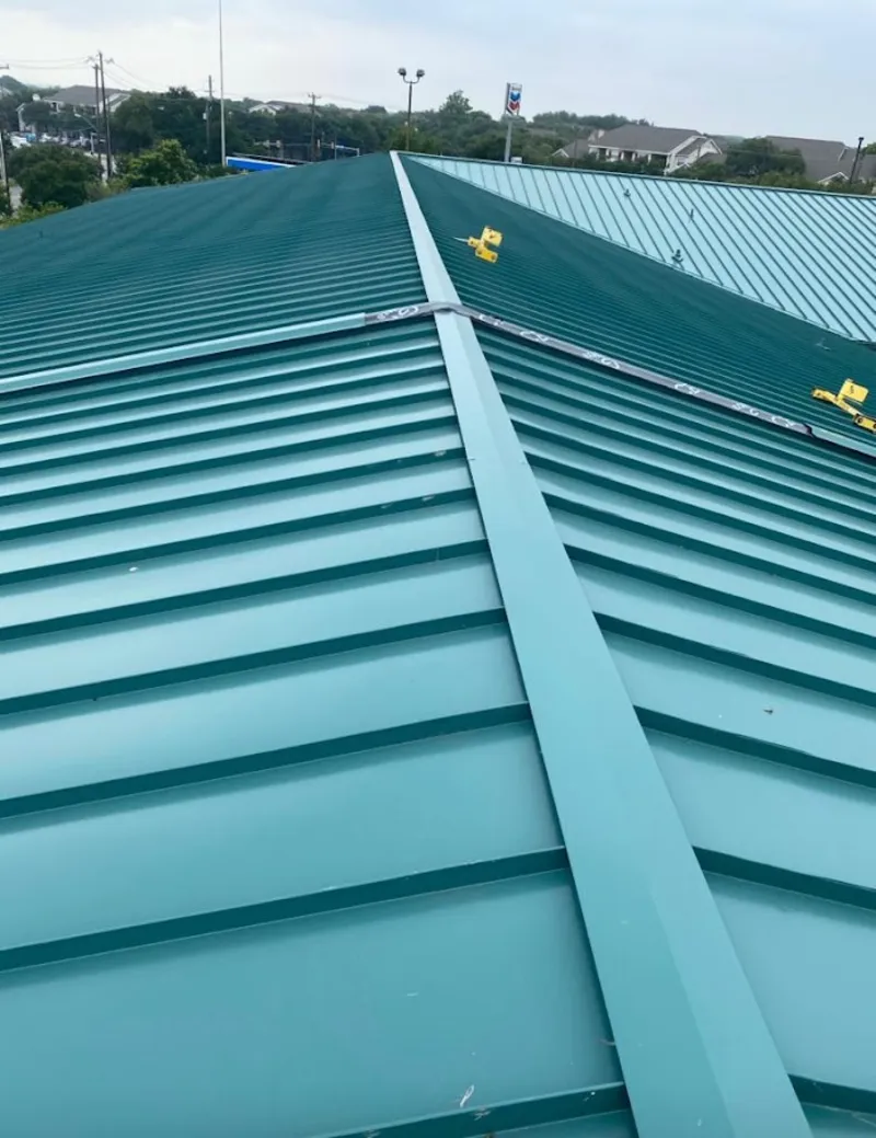 Green commercial metal roof ridge and valley for Metal Roof Repair in New York